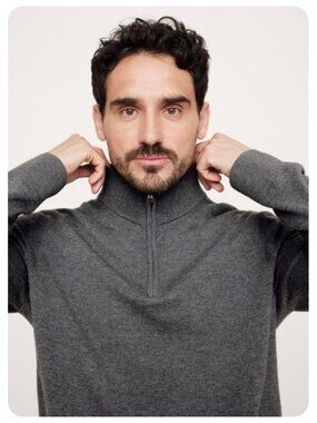 NWT Banana Republic Raoul Italian 100% Merino Wool Half Zip Sweater sz L